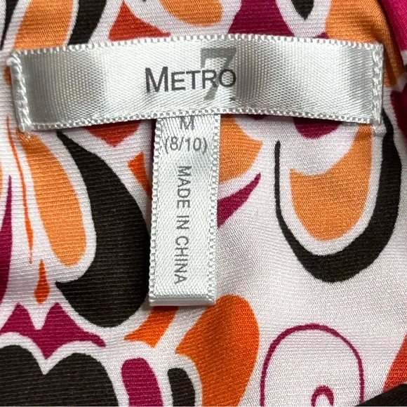 Metro 7 Size Medium (8-10) Orange Retro Surplice Sleeveless Dress - Picture 9 of 10